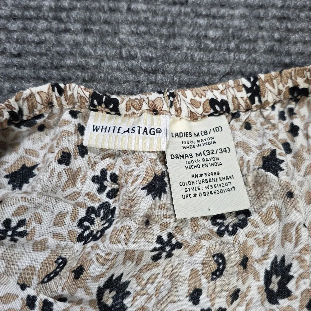 Vintage White Stag Tiered Tea Skirt Women's Size M 8/10 Tan Khaki Floral Paisley